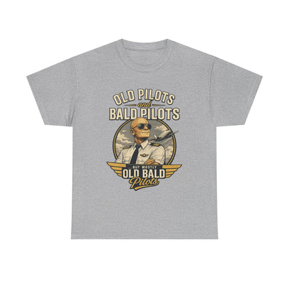 Pilot T‑Shirt — "Old Pilots, Bald Pilots" Vintage Aviation Tee