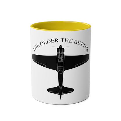 The Older the Better Two-Tone Coffee Mugs, 11oz - Funky Aviation