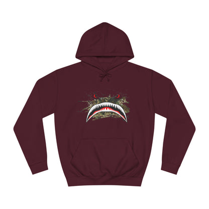 Sharks Teeth Nose Art Distressed Design Unisex College Hoodie - Funky Aviation