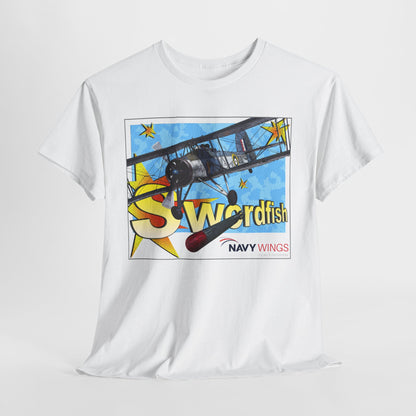 Swordfish Navy Wings T‑Shirt — Vintage Biplane Aviation Graphic Tee