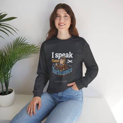 Aviation Crewneck Sweatshirt – "Fluent Turbulence" Vintage Pilot Graphic