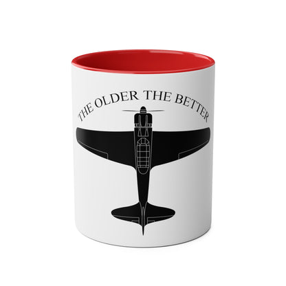 The Older the Better Two-Tone Coffee Mugs, 11oz - Funky Aviation