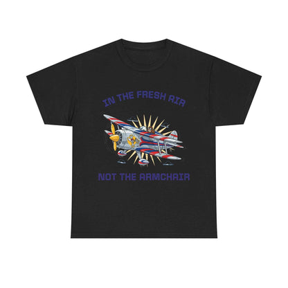Aviation Adventure T‑Shirt — "In the Fresh Air, Not the Armchair" Vintage Biplane Tee