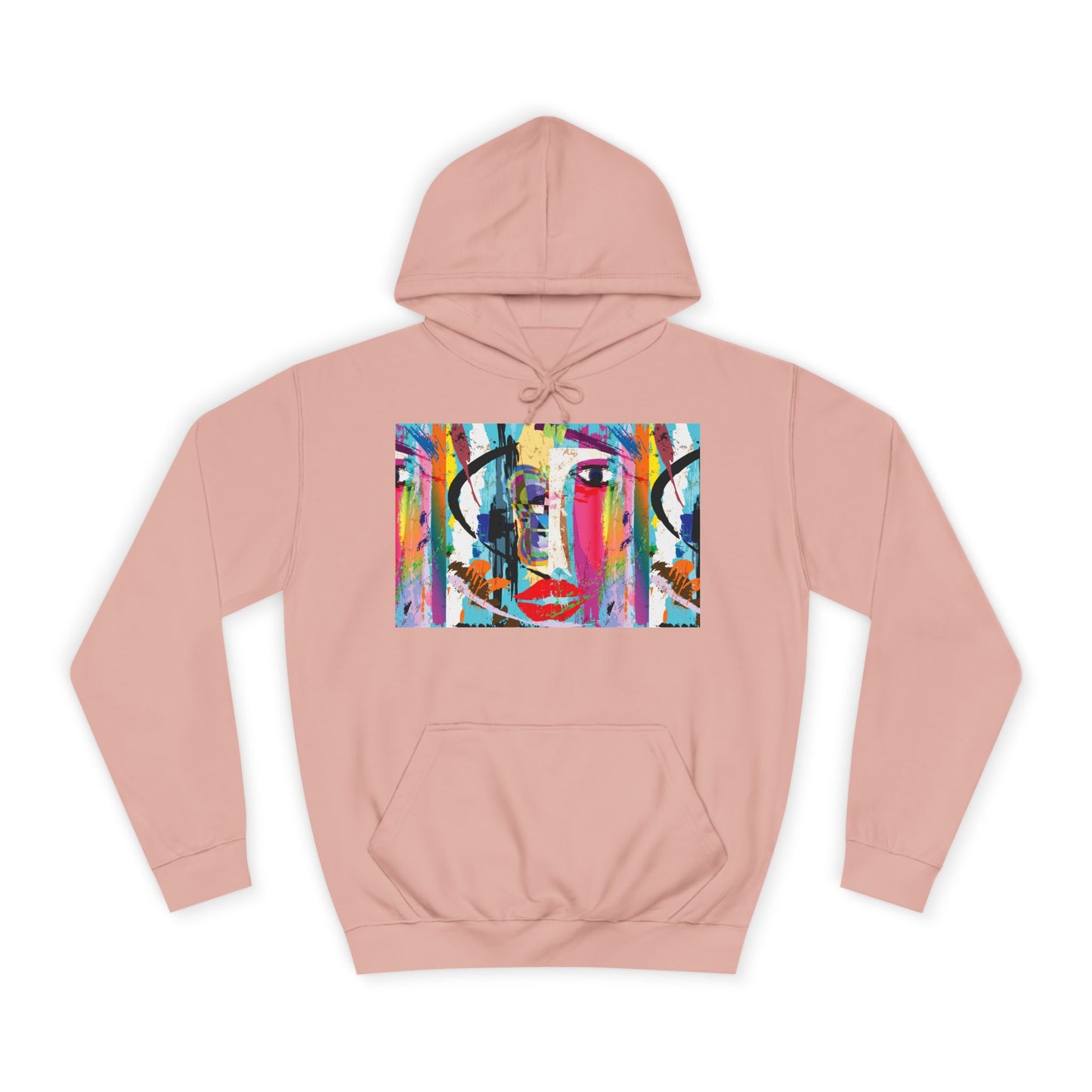 Abstract Colorful Face Hoodie — Vibrant Pop Art Graphic Pullover