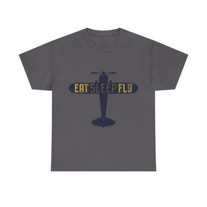 Eat Sleep Fly T-Shirt — Vintage Airplane Pilot Tee