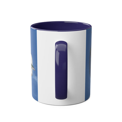Navy Swordfish Design Two-Tone Coffee Mugs, 11oz - Funky Aviation