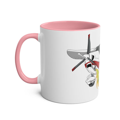 Cessna Bird Fryer Two-Tone Coffee Mugs, 11oz - Funky Aviation