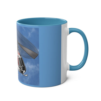 Bell Jet Ranger Helicopter Two-Tone Coffee Mugs, 11oz - Funky Aviation