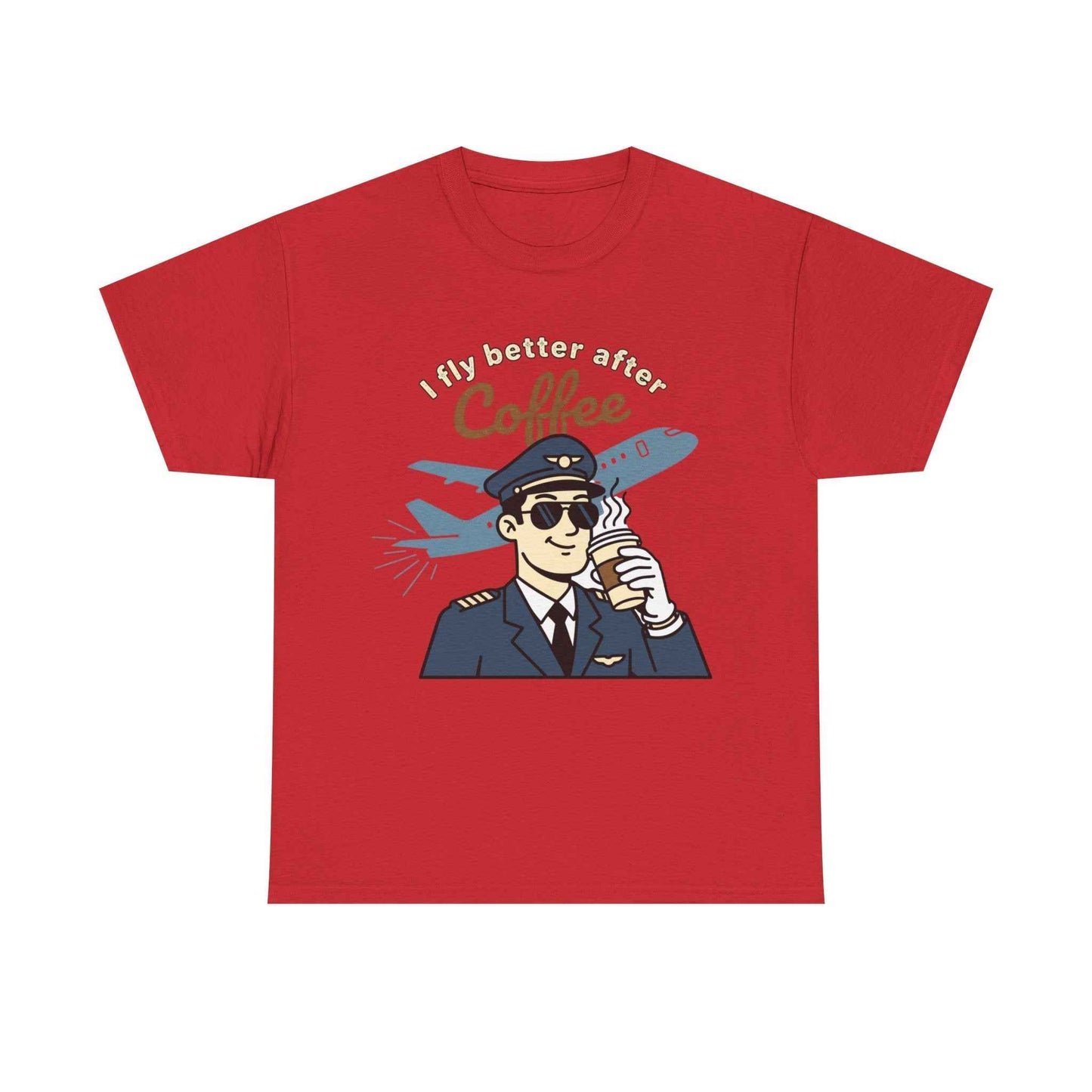 Pilot Coffee T‑Shirt — "I Fly Better After Coffee" Aviation Tee