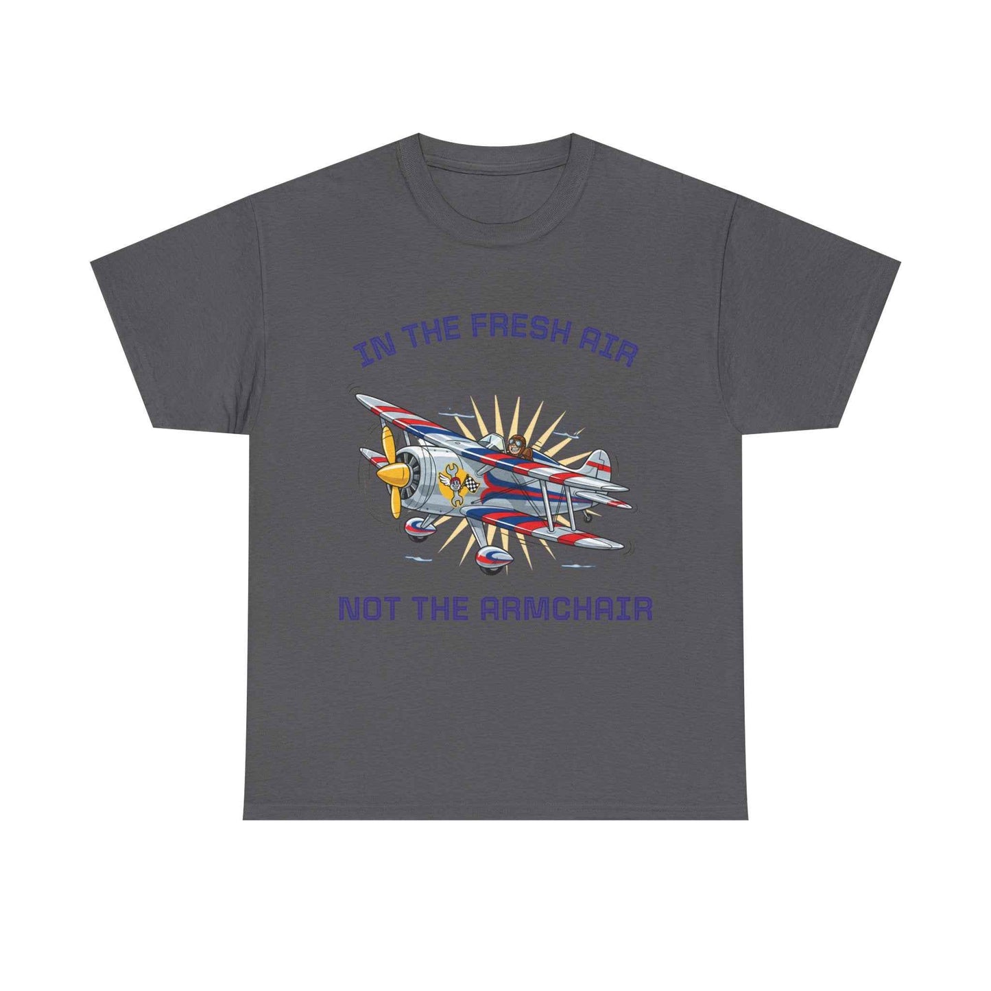 Aviation Adventure T‑Shirt — "In the Fresh Air, Not the Armchair" Vintage Biplane Tee