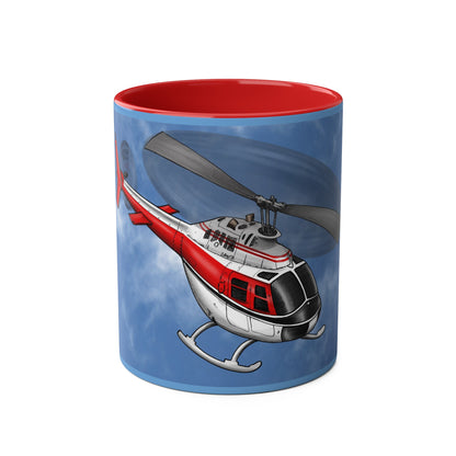 Bell Jet Ranger Helicopter Two-Tone Coffee Mugs, 11oz - Funky Aviation
