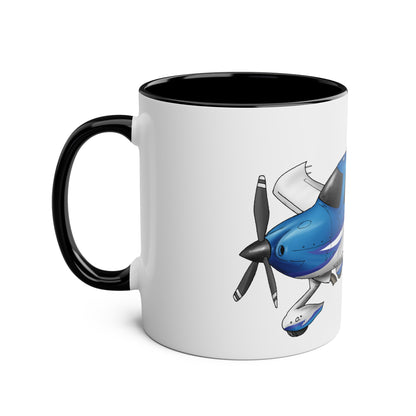 Cirrus Aircraft Hand drawn art Two-Tone Coffee Mugs, 11oz - Funky Aviation