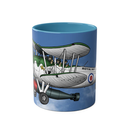 Navy Swordfish Design Two-Tone Coffee Mugs, 11oz - Funky Aviation