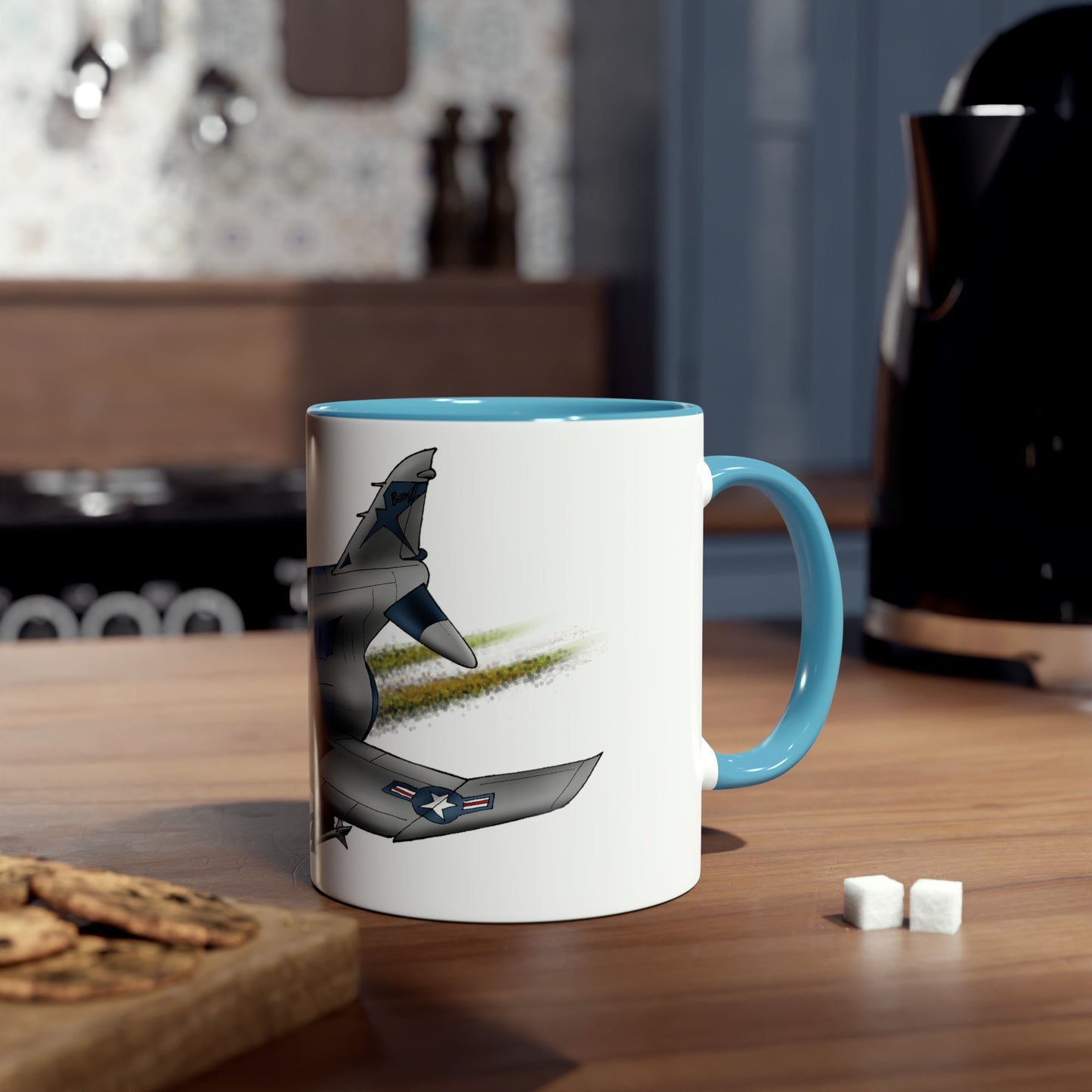 Phantom Fighter Jet Two-Tone Coffee Mugs, 11oz