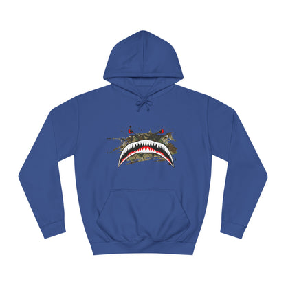Sharks Teeth Nose Art Distressed Design Unisex College Hoodie - Funky Aviation