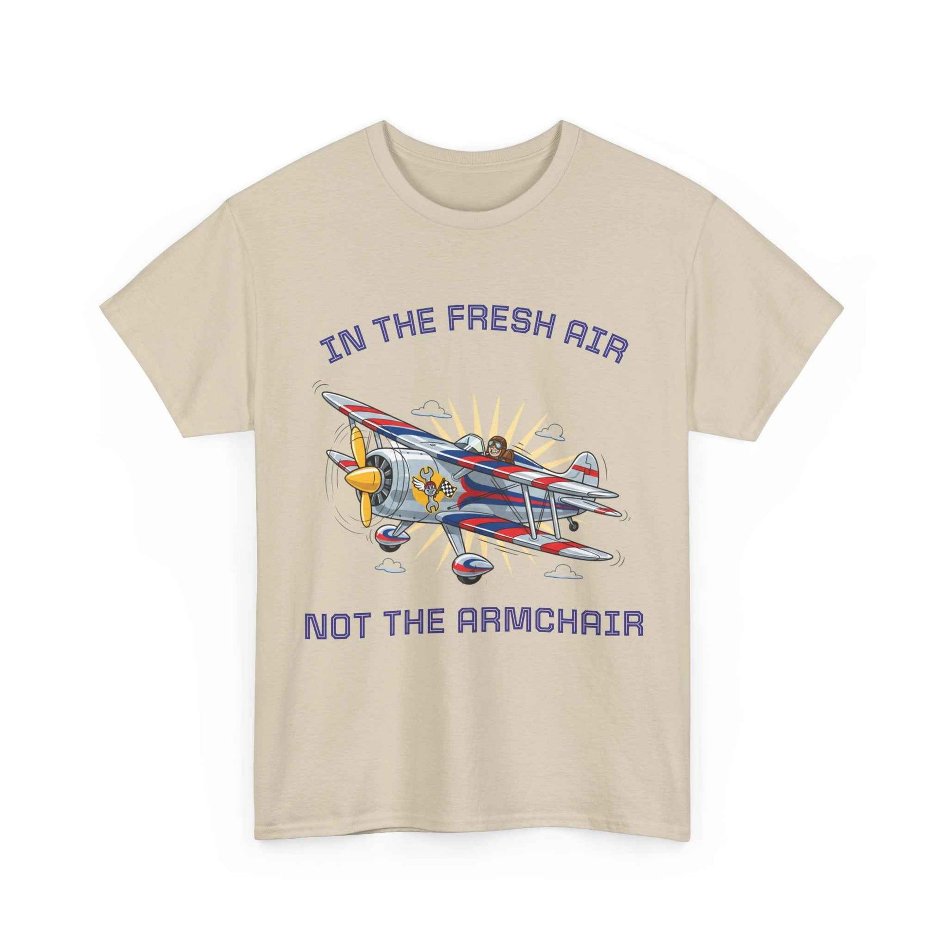 Aviation Adventure T‑Shirt — "In the Fresh Air, Not the Armchair" Vintage Biplane Tee