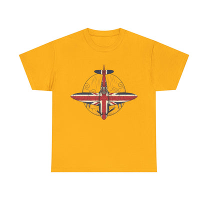 Vintage British Spitfire T-Shirt — Union Jack Warplane Graphic Tee