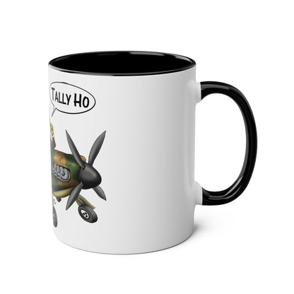 Tally Ho Spitfire Two-Tone Coffee Mugs, 11oz - Funky Aviation