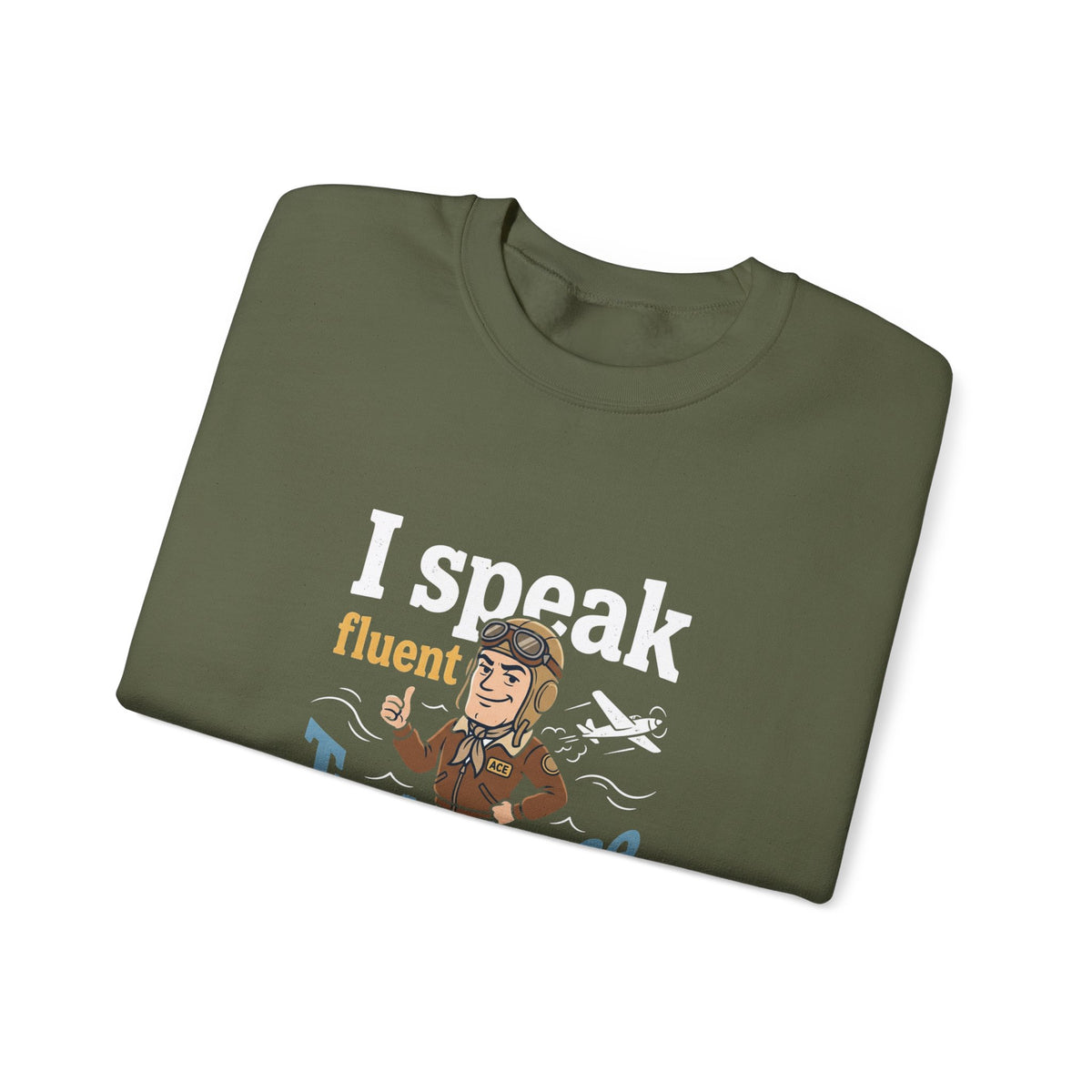Aviation Crewneck Sweatshirt – "Fluent Turbulence" Vintage Pilot Graphic