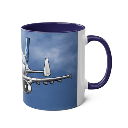 Beluga Airbus Cartoon Two-Tone Coffee Mugs, 11oz - Funky Aviation