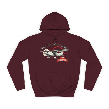 Aviation Hoodie — Vintage Cessna Plane "Team High Wing" Pullover