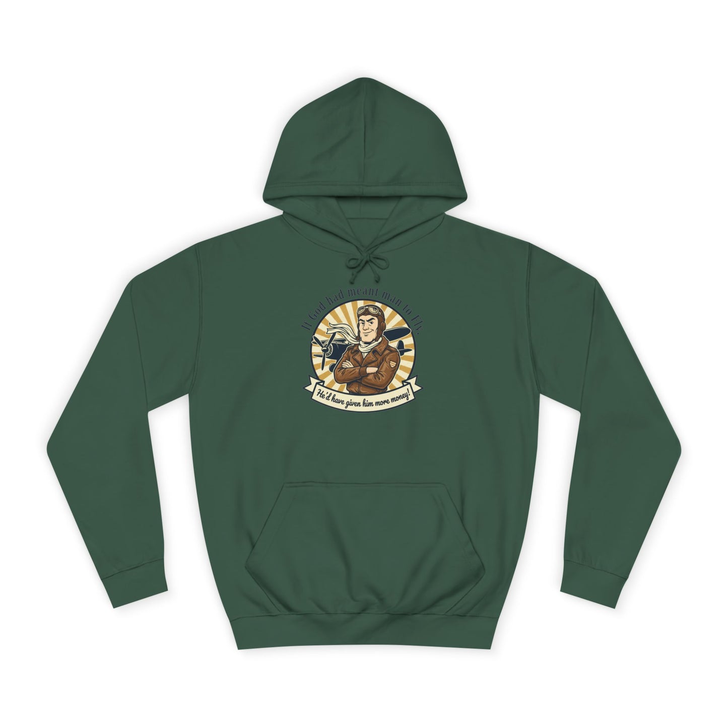 Aviator Retro College Hoodie — “I’ll Save You From The Storm” Vintage Pilot Graphic