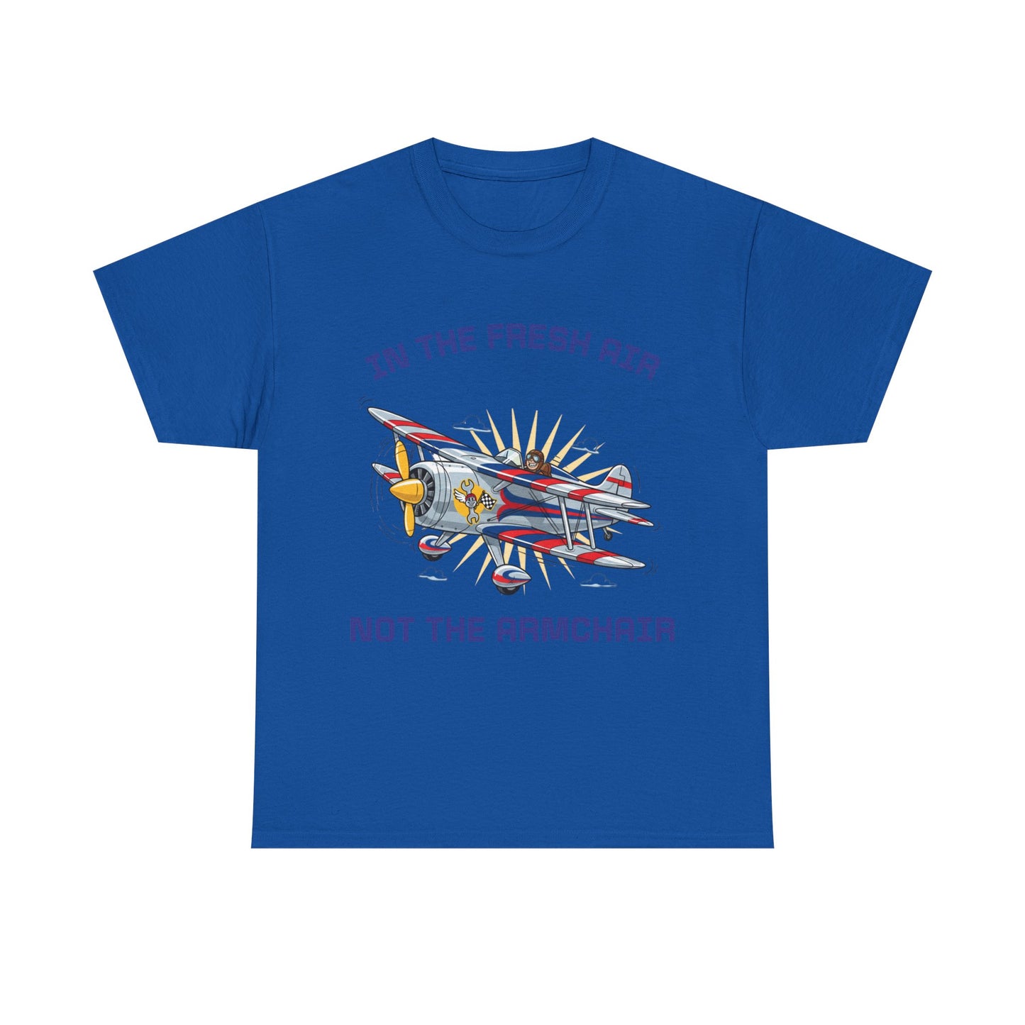 Aviation Vintage Biplane T-Shirt – "In the Fresh Air Not the Armchair" Retro Pilot Tee