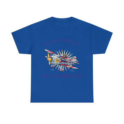 Aviation Vintage Biplane T-Shirt – "In the Fresh Air Not the Armchair" Retro Pilot Tee