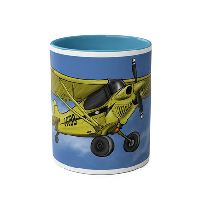Super Yellow Cub Two-Tone Coffee Mugs, 11oz - Funky Aviation