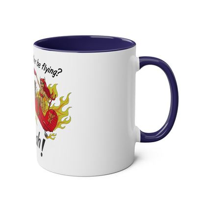 Would I Rather be Flying ? Hell Yeah ! Two-Tone Coffee Mugs, 11oz - Funky Aviation