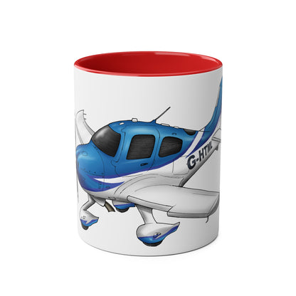 Cirrus Aircraft Hand drawn art Two-Tone Coffee Mugs, 11oz - Funky Aviation