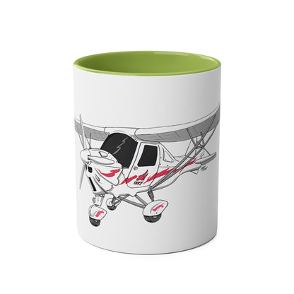 Cartoon Ikarus C42 Microlight Red Decals 11oz Coffee Mug