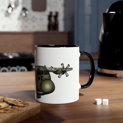 The Hercules Transport Aircraft Two-Tone Coffee Mugs, 11oz - Funky Aviation