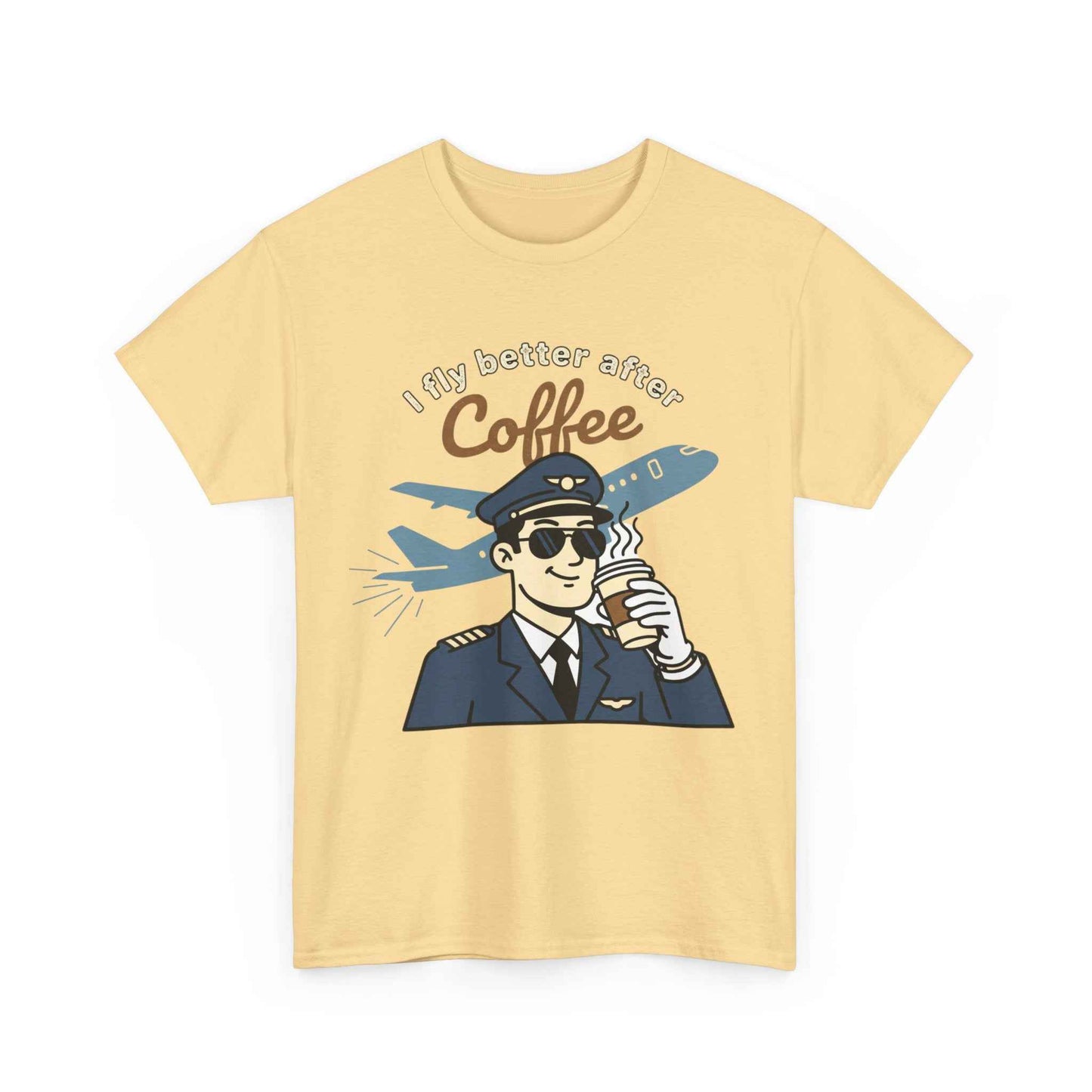 Pilot Coffee T‑Shirt — "I Fly Better After Coffee" Aviation Tee