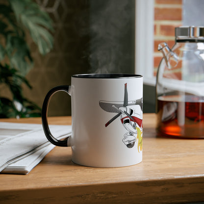 Cessna Bird Fryer Two-Tone Coffee Mugs, 11oz - Funky Aviation