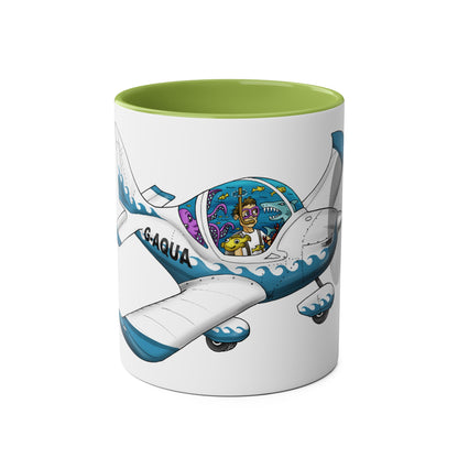 EV97 Eurostar Aqua Club Two-Tone Coffee Mugs, 11oz - Funky Aviation