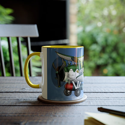 Navy Swordfish Design Two-Tone Coffee Mugs, 11oz - Funky Aviation