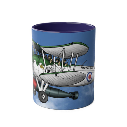 Navy Swordfish Design Two-Tone Coffee Mugs, 11oz - Funky Aviation