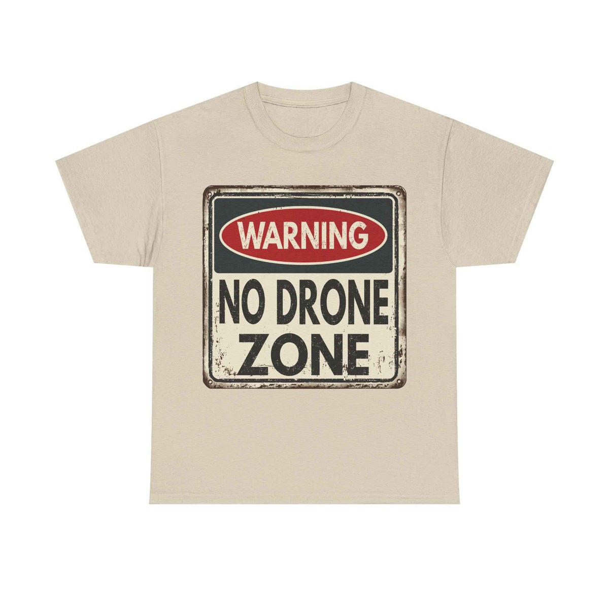 No Drone Zone T-Shirt — Vintage Warning Sign Tee