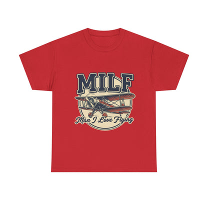 T-Shirt — "MILF: Man I Love Flying" Vintage Airplane Graphic Tee
