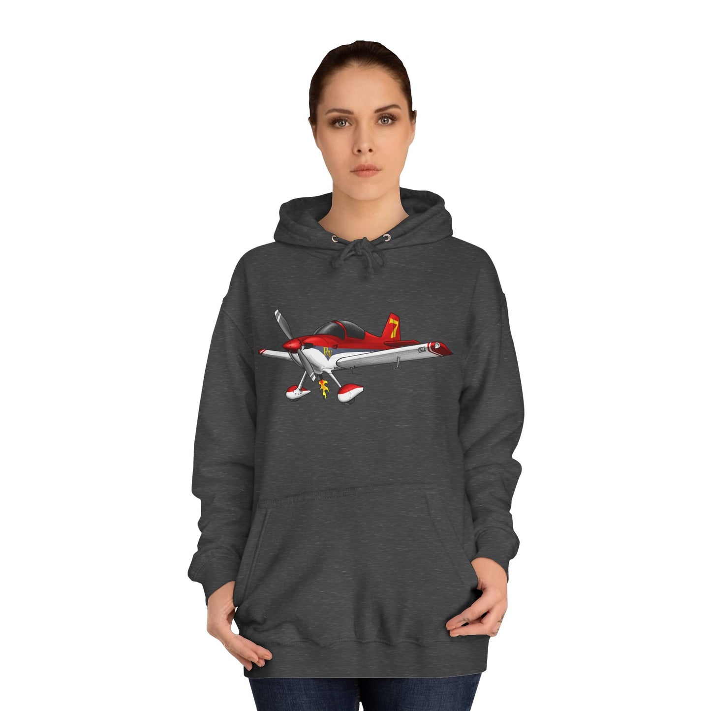RV7 Aviation Hoodie — Small Red Aerobatic Aircraft Graphic