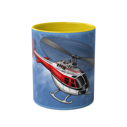 Bell Jet Ranger Helicopter Two-Tone Coffee Mugs, 11oz - Funky Aviation