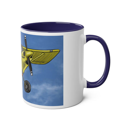 Super Yellow Cub Two-Tone Coffee Mugs, 11oz - Funky Aviation