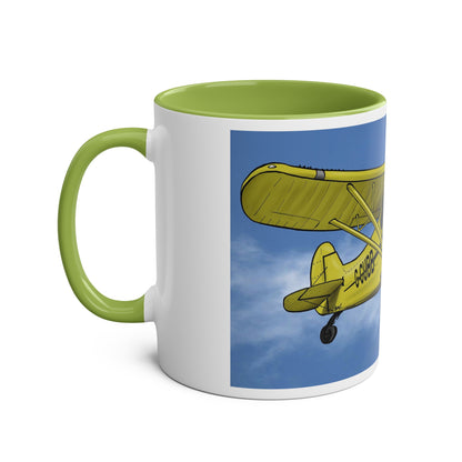 Super Yellow Cub Two-Tone Coffee Mugs, 11oz - Funky Aviation