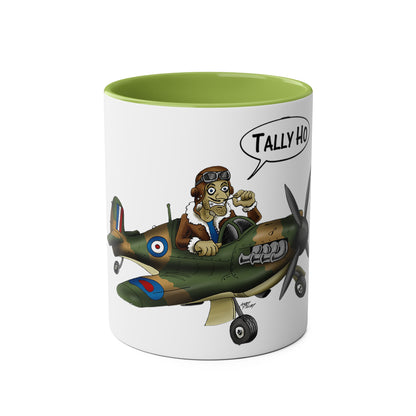 Tally Ho Spitfire Two-Tone Coffee Mugs, 11oz - Funky Aviation