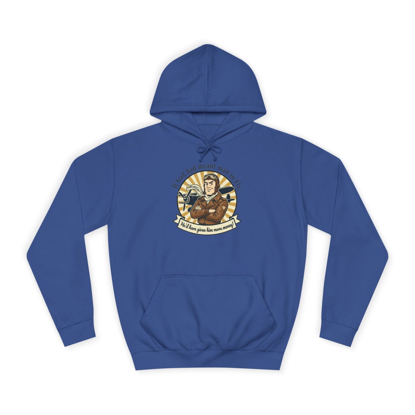 Aviator Retro College Hoodie — “I’ll Save You From The Storm” Vintage Pilot Graphic