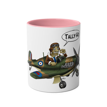 Tally Ho Spitfire Two-Tone Coffee Mugs, 11oz - Funky Aviation
