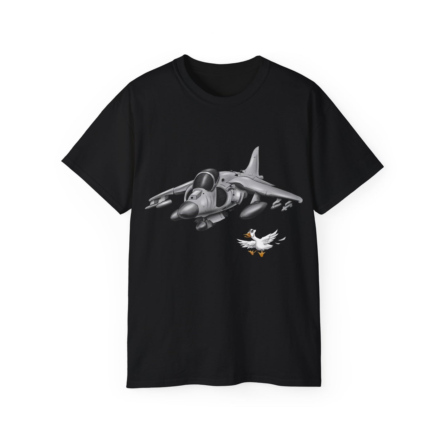 Harrier Hand drawn Cartoon for Flight Enthusiast T-Shirt, Airplane Graphic Tee, Unique Gift for Pilots, Aviation Fan Apparel