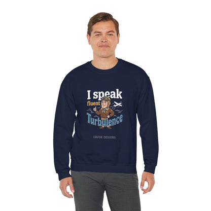 Aviation Crewneck Sweatshirt – "Fluent Turbulence" Vintage Pilot Graphic