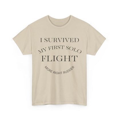 I Survived My First Solo Flight Unisex Heavy Cotton Tee